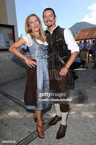 Stefanie Hertel and her husband Leopold Lanner, Lenny during the wedding of Marianne and Michael Hartl at St. Laurentius church on September 8, 2016...