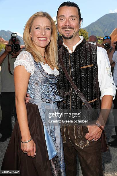 Stefanie Hertel and her husband Leopold Lanner, Lenny during the wedding of Marianne and Michael Hartl at St. Laurentius church on September 8, 2016...