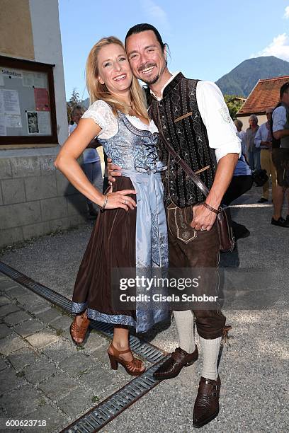 Stefanie Hertel and her husband Leopold Lanner, Lenny during the wedding of Marianne and Michael Hartl at St. Laurentius church on September 8, 2016...