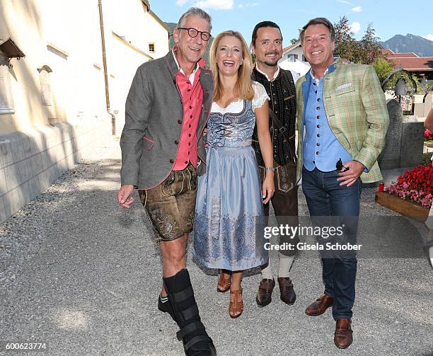 Peter Schaefer; Stefanie Hertel and her husband Leopold Lanner, Lenny, Patrick Lindner during the wedding of Marianne and Michael Hartl at St....