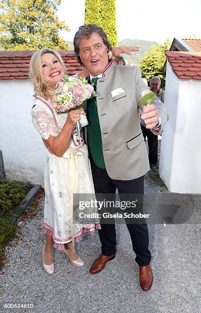 Bride Marianne Hartl and her husband bridegroom Michael Hartl during the wedding of Marianne and Michael Hartl at St. Laurentius church on September...