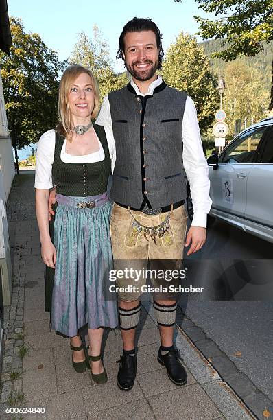 Florian Hartl, son of Marianne and Michael Hartl and his girlfriend Stefanie during the wedding of Marianne and Michael Hartl at St. Laurentius...