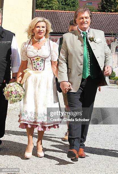 Bride Marianne and her husband bridegroom Michael Hartl during the wedding of Marianne and Michael Hartl at St. Laurentius church on September 8,...