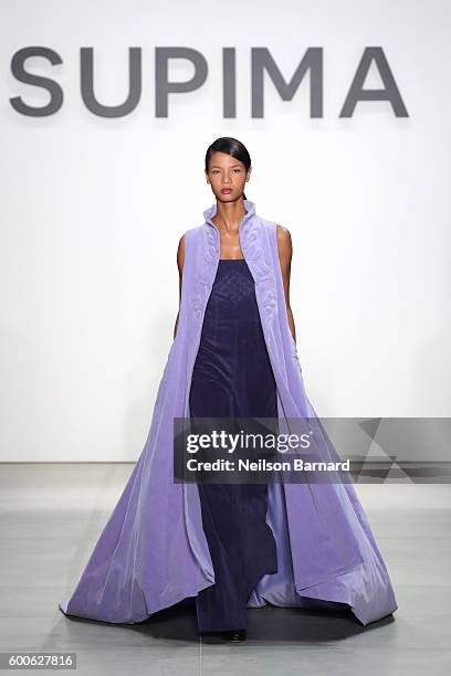 Model walks the runway at the Supima Design Competition 2016 during New York Fashion Week: September 2016 at The Gallery, Skylight at Clarkson Sq on...