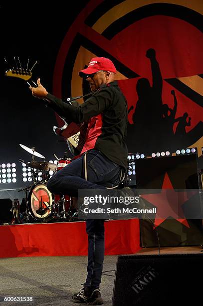 Tom Morello of Prophets of Rage perform at Red Rocks Amphitheatre in Morrison, Colorado on September 7, 2016.