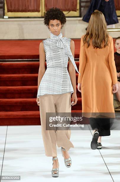 Model walks the runway at the Creatures of the Wind Spring Summer 2017 fashion show during New York Fashion Week on September 8, 2016 in New York,...