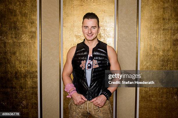 Singer Andreas Gabalier poses for a photo during Universal Inside 2016 organized by Universal Music Group at Mercedes-Benz Arena on September 8, 2016...