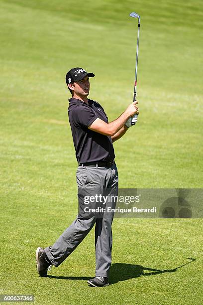 Ryan McCarthy of Australia hits from the 18th hole fairway during the first round of the PGA TOUR Latinoamerica 58º Abierto Mexicano de Golf at Club...