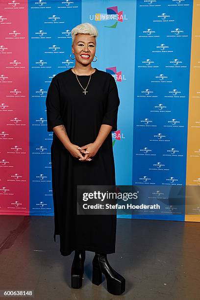 Emeli Sande poses for a photo during Universal Inside 2016 organized by Universal Music Group at Mercedes-Benz Arena on September 8, 2016 in Berlin,...