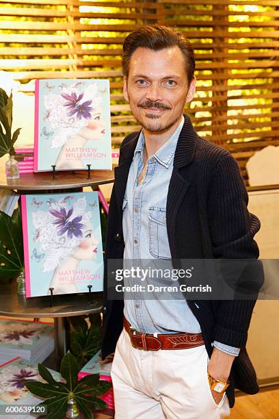 Matthew Williamson attends the book launch of "Matthew Williamson: Fashion, Print & Colouring" by Laurence King Publishing at Anthropologie on...