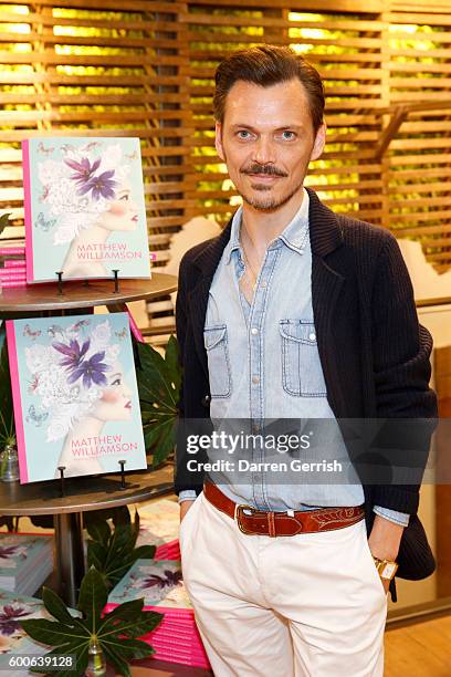 Matthew Williamson attends the book launch of "Matthew Williamson: Fashion, Print & Colouring" by Laurence King Publishing at Anthropologie on...