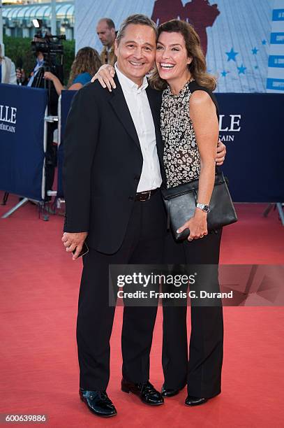 Daphne Roulier and Bruno Barde attend the premiere of "War On Everyone" during the 42nd Deauville American Film Festival on September 8, 2016 in...