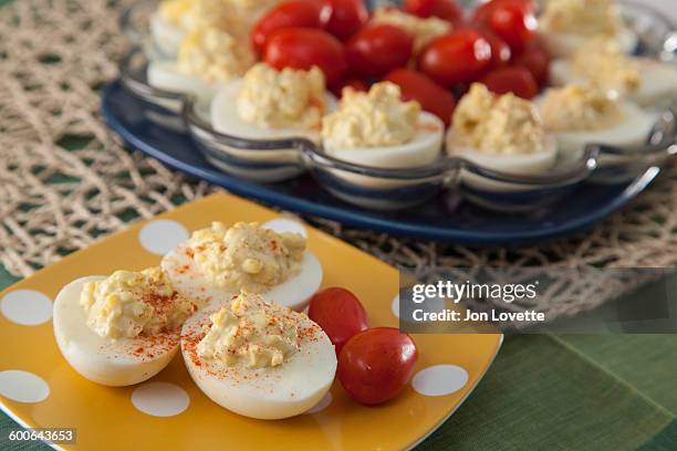 deviled eggs - deviled egg stock pictures, royalty-free photos & images