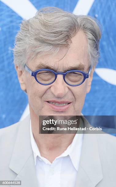 Wim Wenders attends a photocall for 'SLes Beaux Jours D'Aranjuez' during the 73rd Venice Film Festival at on September 1, 2016 in Venice, Italy.