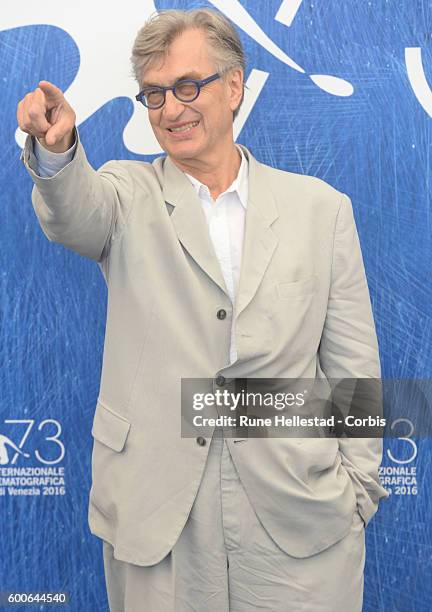 Wim Wenders attends a photocall for 'SLes Beaux Jours D'Aranjuez' during the 73rd Venice Film Festival at on September 1, 2016 in Venice, Italy.