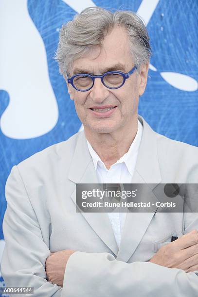 Wim Wenders attends a photocall for 'SLes Beaux Jours D'Aranjuez' during the 73rd Venice Film Festival at on September 1, 2016 in Venice, Italy.