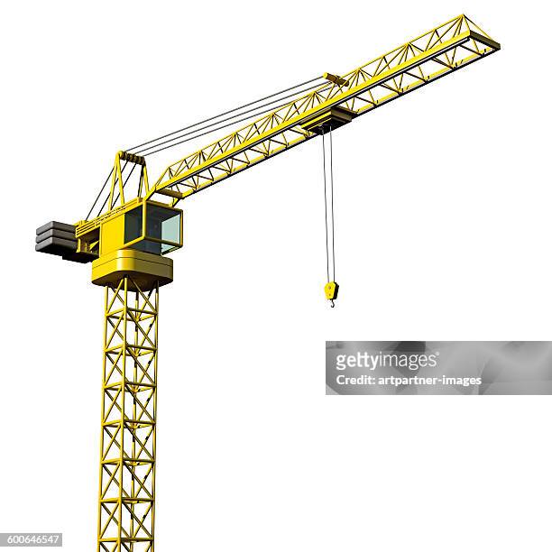 crane on white background - crane construction machinery stock-fotos und bilder