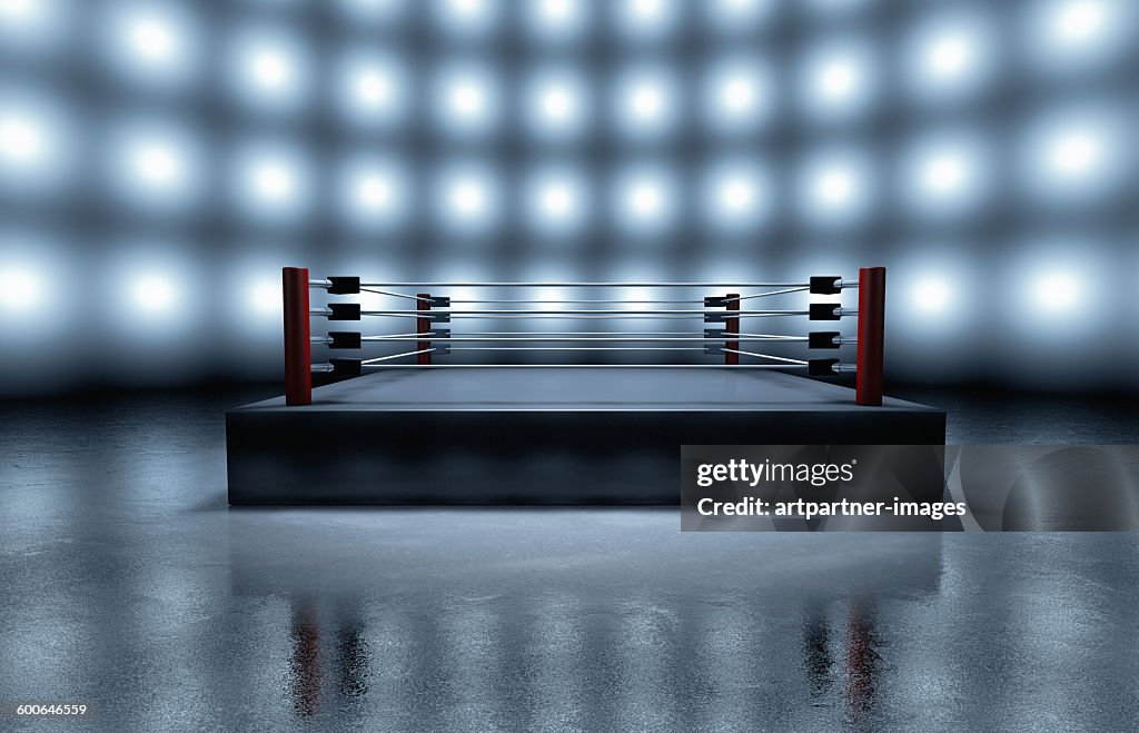 Empty boxing ring arena