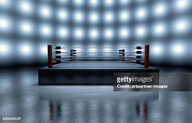 empty boxing ring arena - boxing man stock-fotos und bilder