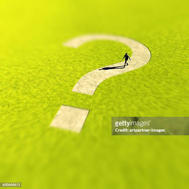 question mark shaped path in landscape - manquestionmark stock pictures, royalty-free photos & images