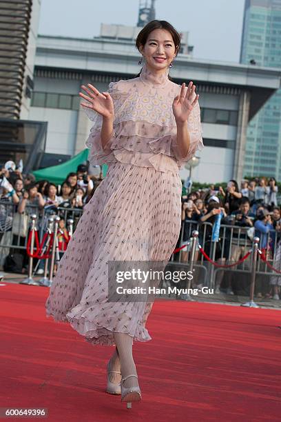 South Korean actress Shin Min-A attends the photocall for Seoul International Drama Awards 2016 at the KBS on September 8, 2016 in Seoul, South Korea.