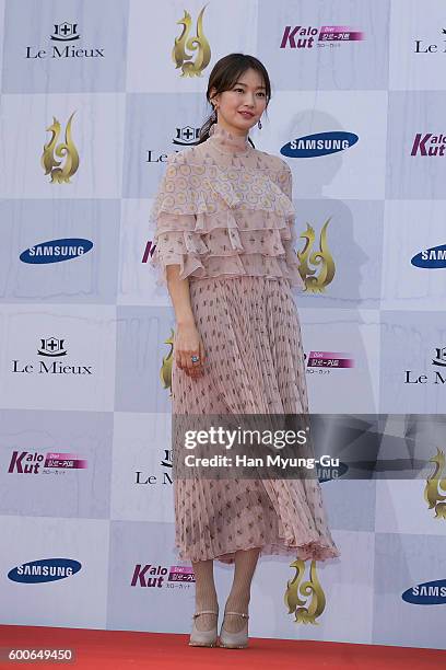 South Korean actress Shin Min-A attends the photocall for Seoul International Drama Awards 2016 at the KBS on September 8, 2016 in Seoul, South Korea.