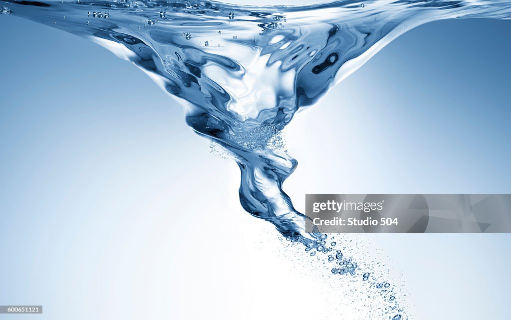 Blue vortex in water
