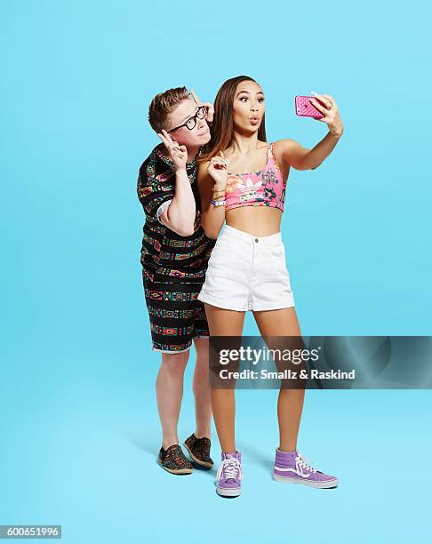 You Tube star Tyler Oakley is photographed with Eva Gutowski for Wonderwall on April 11, 2016 in Los Angeles, California..
