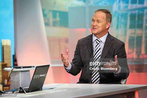 Charlie Young, president and chief executive officer of Coldwell Banker Real Estate, speaks during a Bloomberg Television interview in New York,...