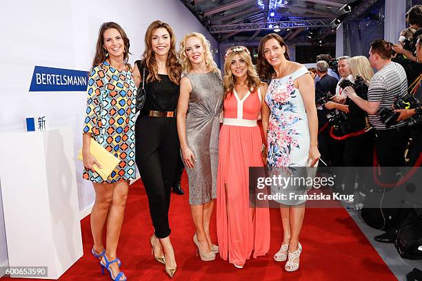 Katrin Wrobel, Annett Moeller, Isabel Edvardsson, Panagiota Petridou and Ulrike Frank attend the Bertelsmann Summer Party at Bertelsmann...