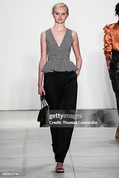 Model walks the runway wearing Marissa Webb Spring 2017 at The Gallery, Skylight at Clarkson Sq on September 8, 2016 in New York City.