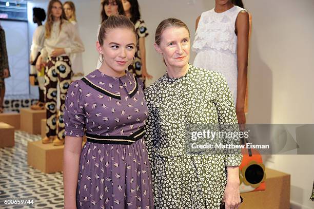 Actress Morgan Saylor and designer Orla Kiely attend the Orla Kiely presentation during New York Fashion Week September 2016 on September 8, 2016 in...