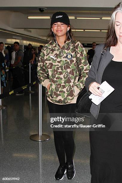 Zendaya is seen at LAX on September 08, 2016 in Los Angeles, California.