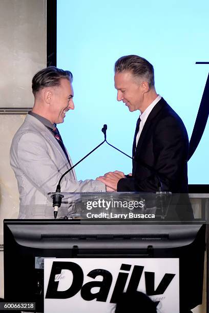 Alan Cummin and Jefferson Hack onstage at The Daily Front Row's 4th Annual Fashion Media Awards at Park Hyatt New York on September 8, 2016 in New...