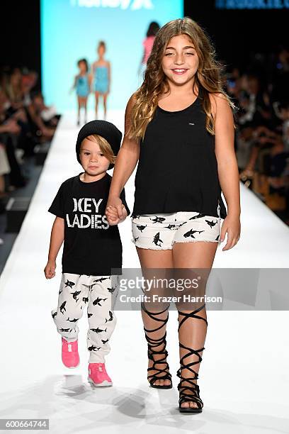 Audriana Giudice and model walk the runway at Rookie USA Presents Kids Rock! fashion show during New York Fashion Week: The Shows September 2016 at...