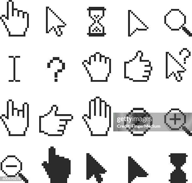 stockillustraties, clipart, cartoons en iconen met cursor icon set - in pixels omgezet