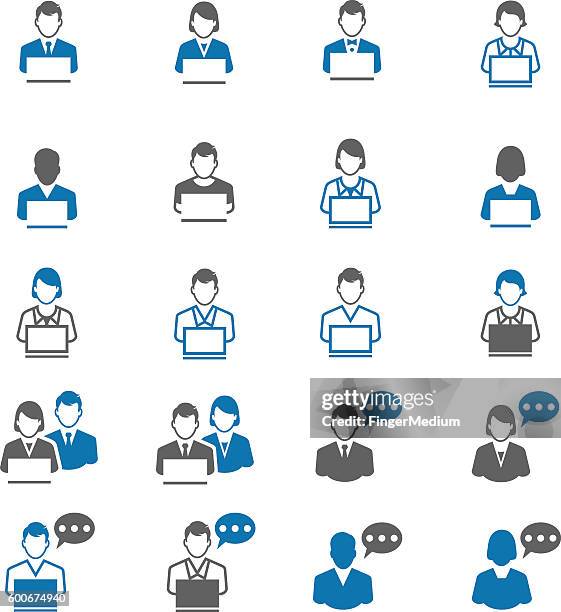 people icon set - female software engineer stock illustrations