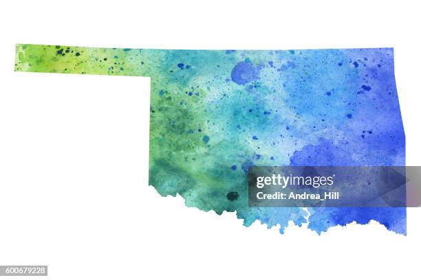 map of oklahoma with watercolor texture - raster illustration - oklahoma map stock illustrations