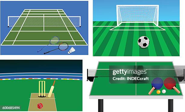 ilustrações de stock, clip art, desenhos animados e ícones de set of stadium - rede de ténis