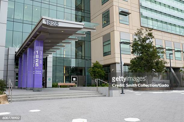 Entrance to the Ron Conway Family Medical Building at UCSF's hospital campus in the Mission Bay neighborhood of San Francisco, California, August 29,...