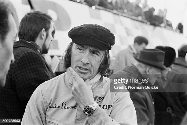 Champion racing driver Jackie Stewart, UK, 6th March 1970.
