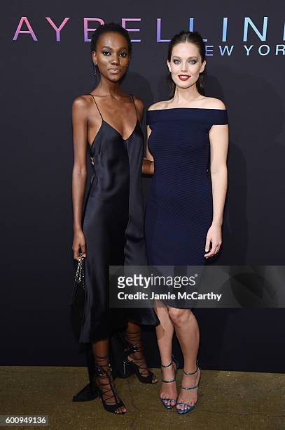 Models Herieth Paul and Emily DiDonato attend the Maybelline New York NYFW Kick-Off Party on September 8, 2016 in New York City.