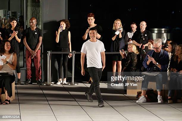 Designer Thakoon walks on the runway at Kerastase Paris at Thakoon S/S 2017 Show during New York Fashion Week: The Shows on September 8, 2016 in New...