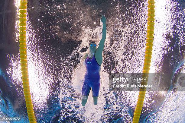 Jessica Long of the United States competes in the Women's 400m Freestyle S8 final on day 1 of the Rio 2016 Paralympic Games at Olympic Aquatics...