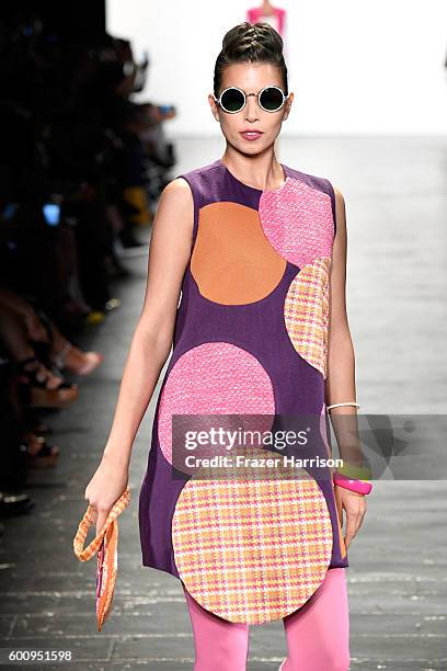 Model walks the runway wearing Bianca Zidik at The Art Institutes fashion show during New York Fashion Week: The Shows September 2016 at The Arc,...