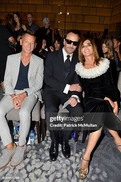 Jefferson Hack, Tom Ford and Carine Roitfeld attendthe The Daily Front Row's 4th Annual Fashion Media Awards at Park Hyatt New York on September 8,...