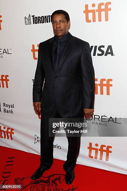 Actor Denzel Washington attends the world premiere of "The Magnificent Seven" during the 2016 Toronto International Film Festival at Roy Thomson Hall...