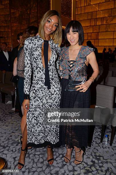 Model Jourdan Dunn and Eva Chen attend the The Daily Front Row's 4th Annual Fashion Media Awards at Park Hyatt New York on September 8, 2016 in New...
