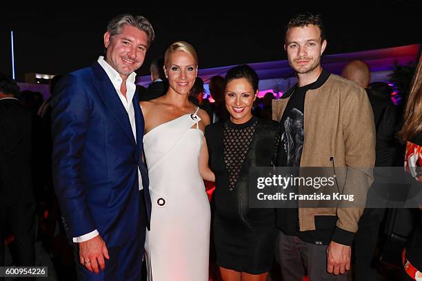 Andreas Pfaff, Judith Rakers, Nazan Eckes and Julian Khol attend the Bertelsmann Summer Party at Bertelsmann Repraesentanz on September 8, 2016 in...