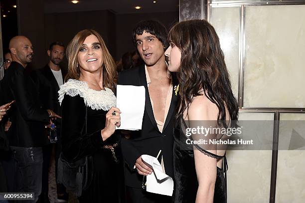 Carine Roitfeld, Sebastian Faena and Hari Nef attend the The Daily Front Row's 4th Annual Fashion Media Awards at Park Hyatt New York on September 8,...